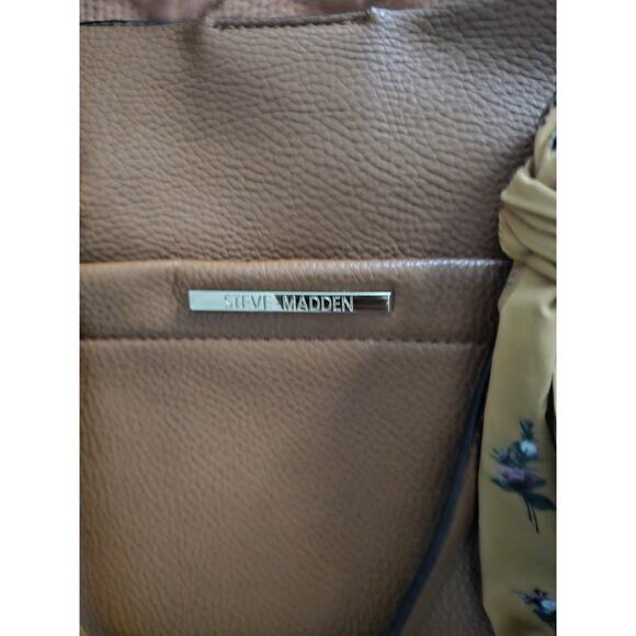Steve Madden Brown Shoulder Bag with Scarf Accent Purse Handbag - Picture 3 of 10
